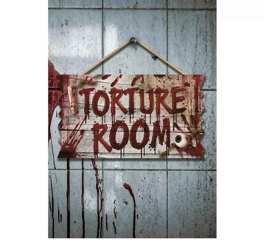 Translation missing: de."Letrero ""Torture Room"" de madera de 35x20 cm "
