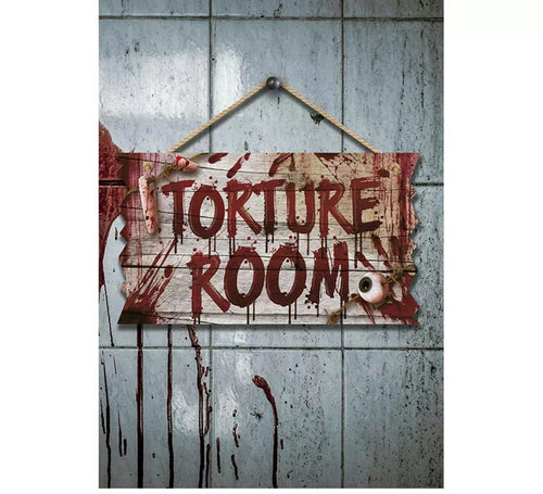 "Letrero ""Torture Room"" de madera de 35x20 cm "