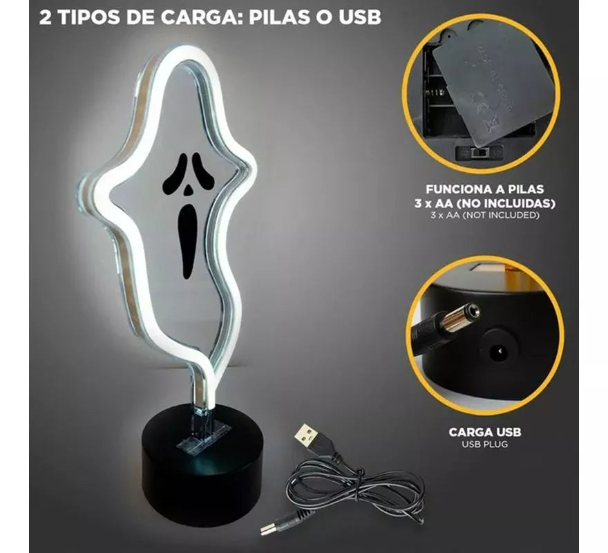 Translation missing: de.Luz neón de Fantasma con Soporte de 17x9x27 cm