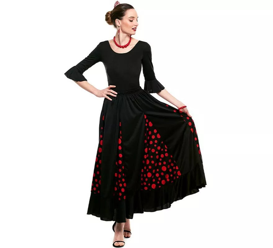Translation missing: de.Body o maillot Sevillana Licra con Volante negro para mujer