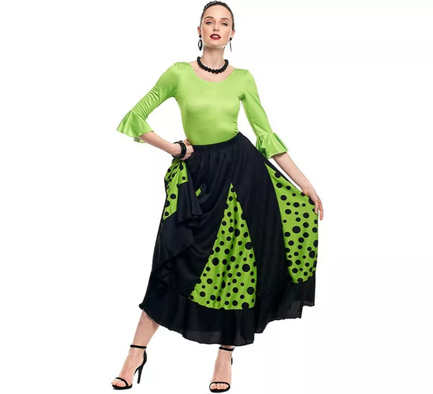 Translation missing: de.Body o maillot Sevillana Licra con Volante verde para mujer