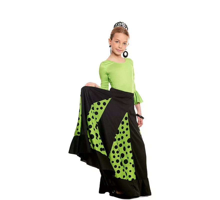 Translation missing: de.Body o maillot Sevillana Licra con Volante verde para niña