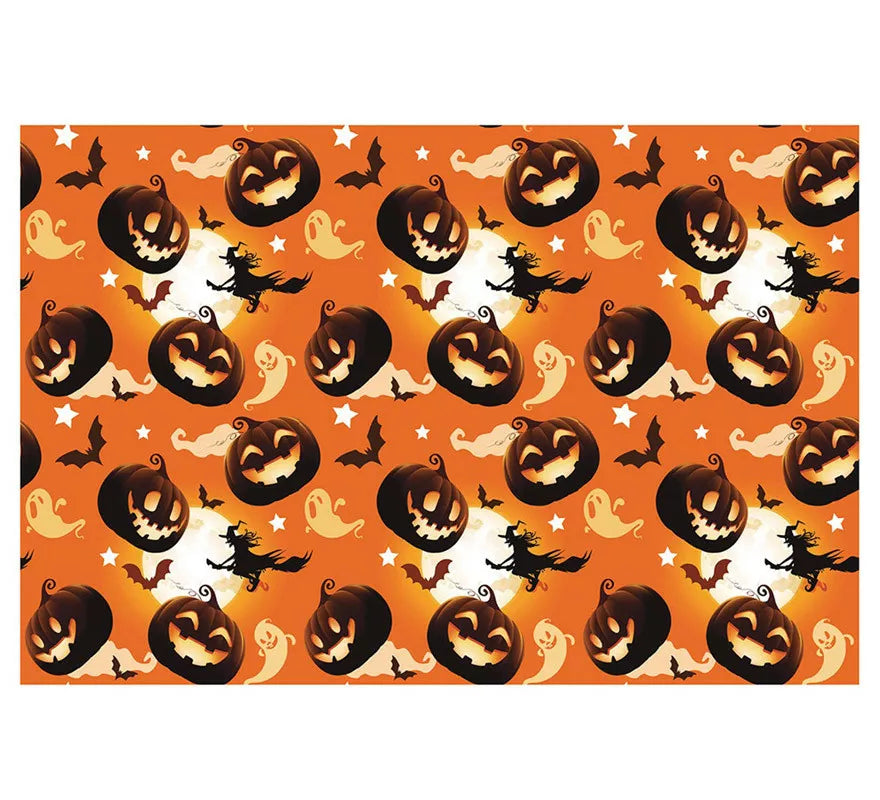 Mantel Naranja Calabazas y Brujas de 137X274 cm