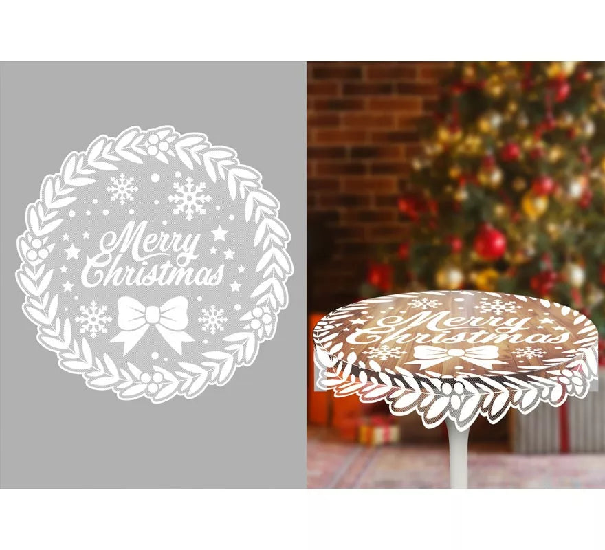 Translation missing: de.Mantel Redondo Merry Christmas Calado de 100 cm