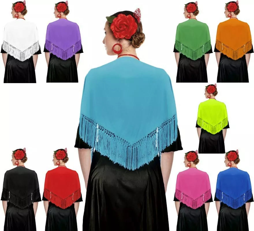 Translation missing: de.Mantón con flecos en varios colores de 120x45
