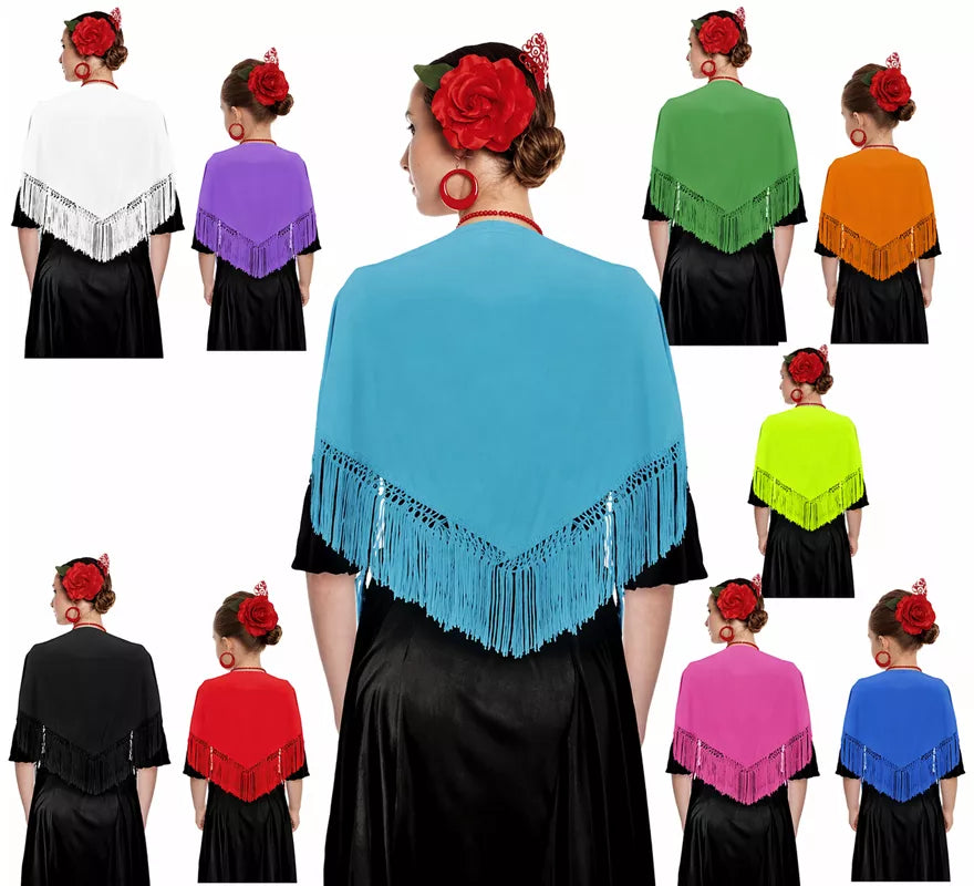 Translation missing: de.Mantón con flecos en varios colores de 120x45