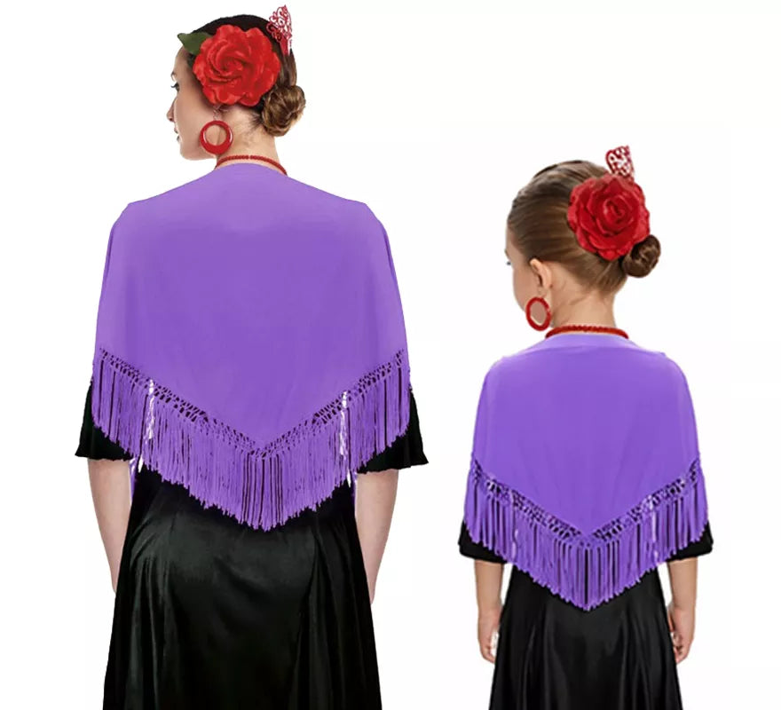 Translation missing: de.Mantón con flecos en varios colores de 120x45