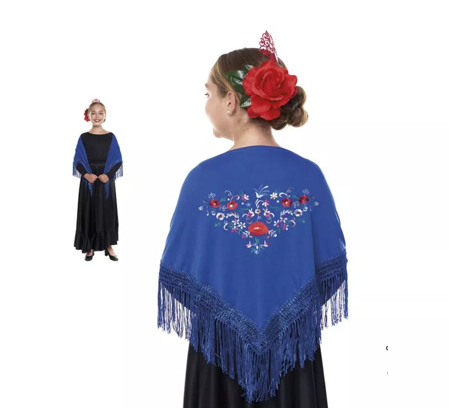 Translation missing: de.Mantón Sevillana o Chulapa bordado de 120x45 cm para niña en varios colores
