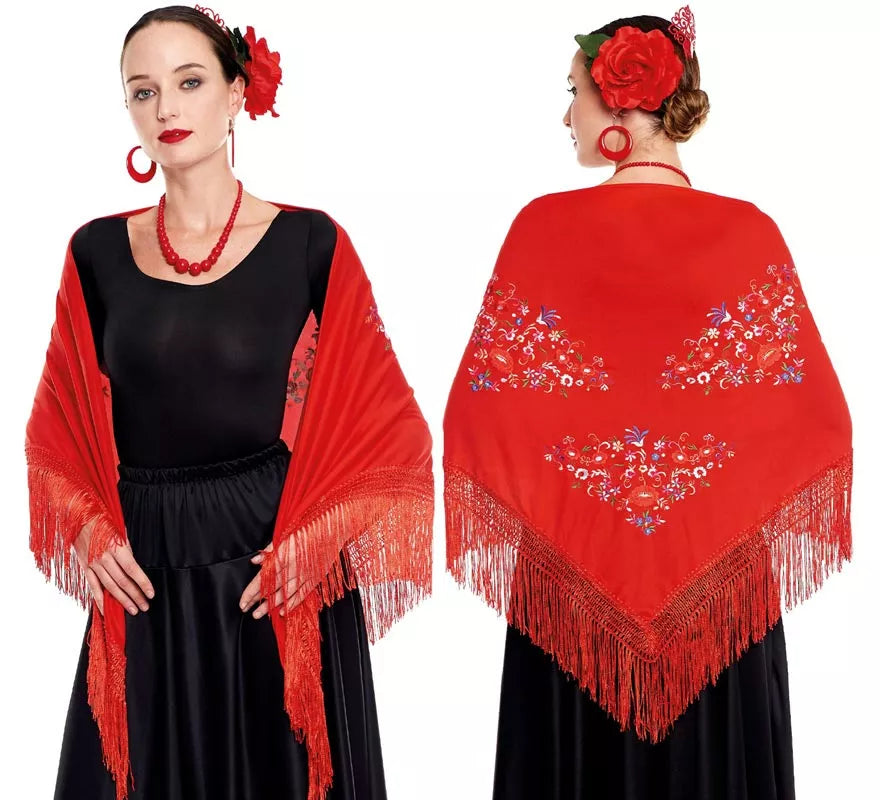 Mantón Sevillana o Chulapa Bordado para mujer en varios colores