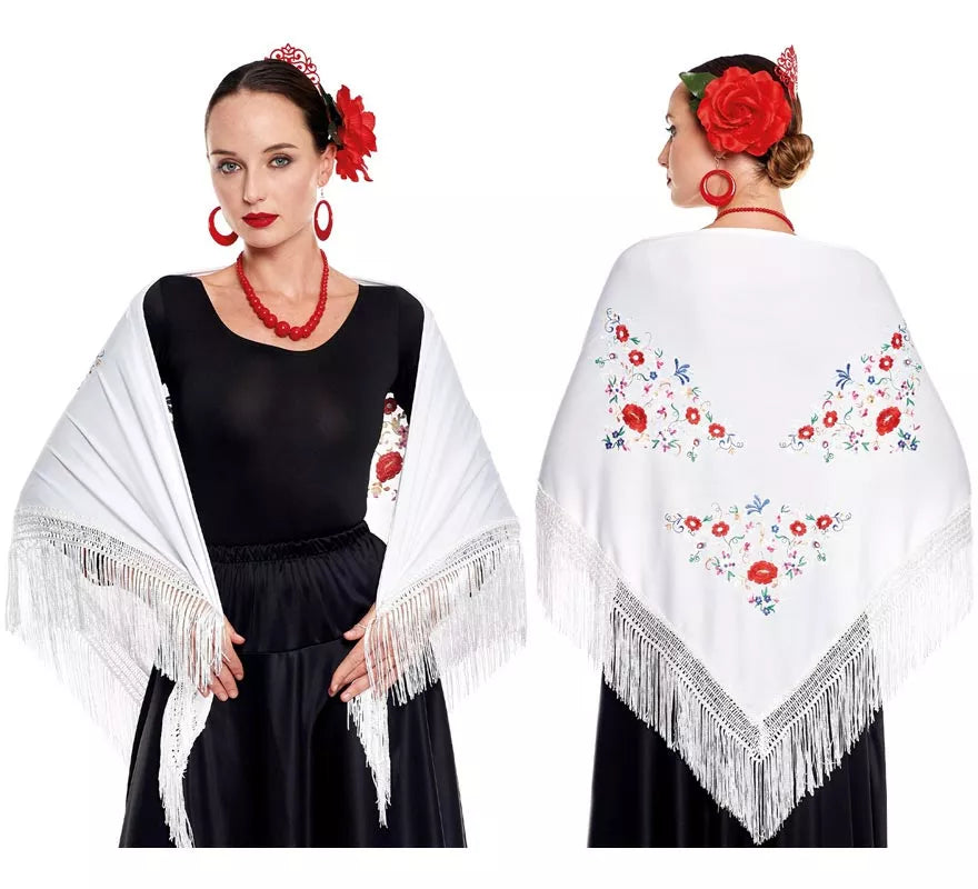 Mantón Sevillana o Chulapa Bordado para mujer en varios colores