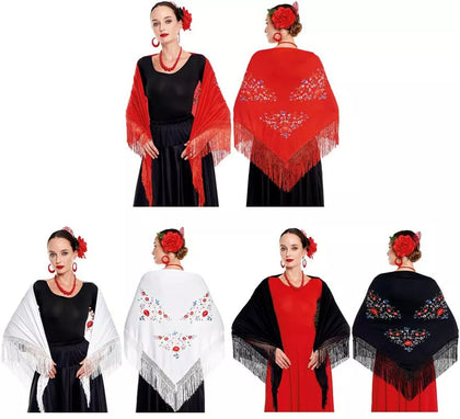 Mantón Sevillana o Chulapa Bordado para mujer en varios colores