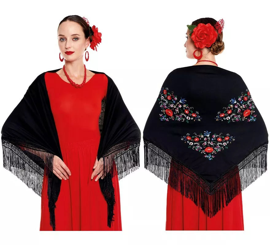 Mantón Sevillana o Chulapa Bordado para mujer en varios colores