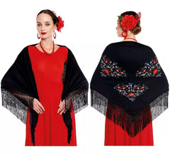 Sevillana oder Chulapa bestickter Schal für Damen in verschiedenen Farben