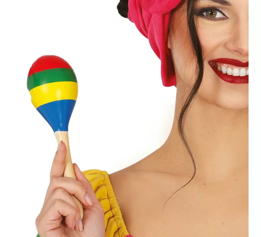 Translation missing: de.Maraca multicolor de madera de 20 cm