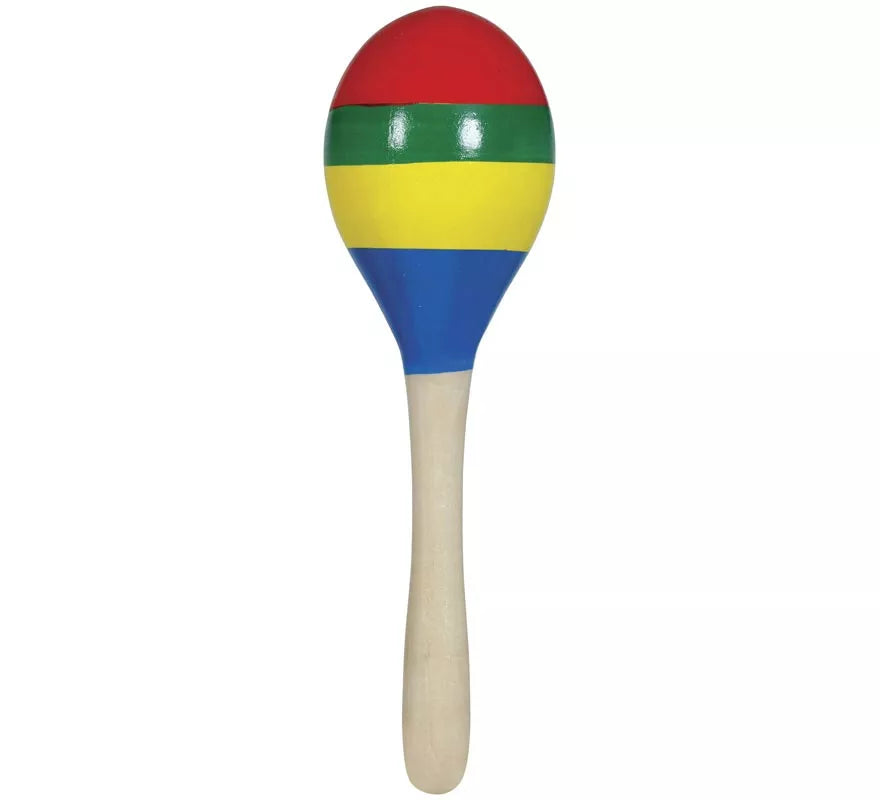 Maraca multicolor de madera de 20 cm