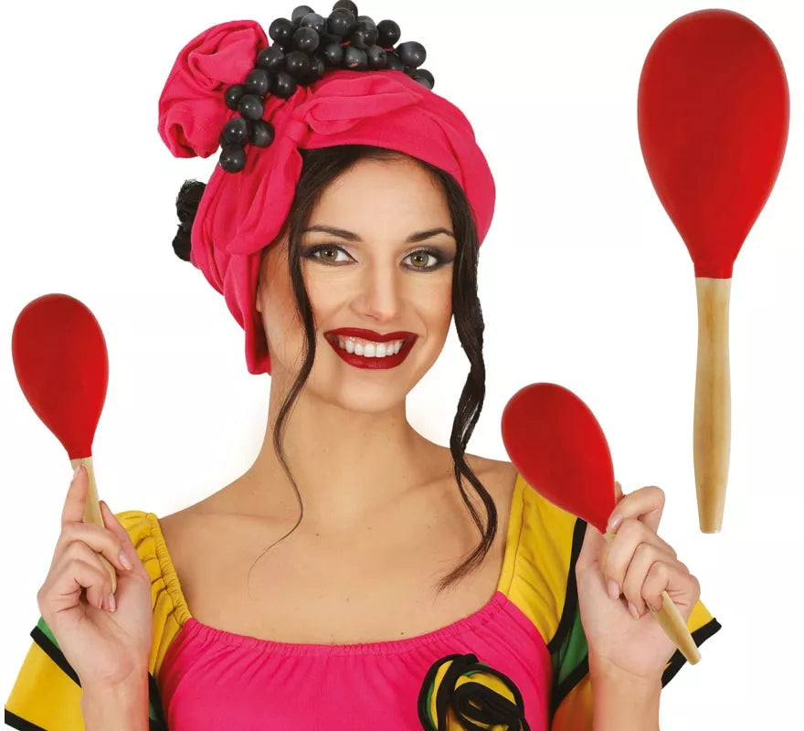 Translation missing: de.Maraca roja de Madera de 20 cm
