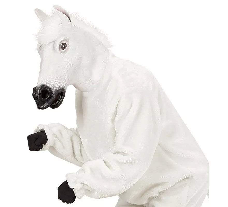 Máscara Cabeza de Caballo Blanco con pelo