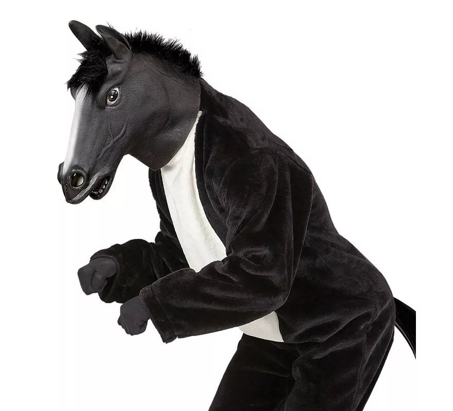 Translation missing: de.Máscara Cabeza de Caballo Negro con pelo
