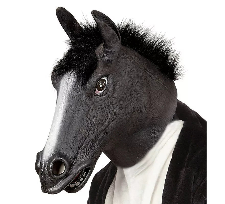 Translation missing: de.Máscara Cabeza de Caballo Negro con pelo