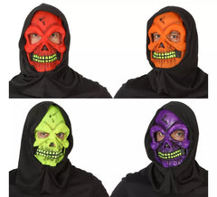 Schädelmaske mit Kapuze 4 verschiedene Farben