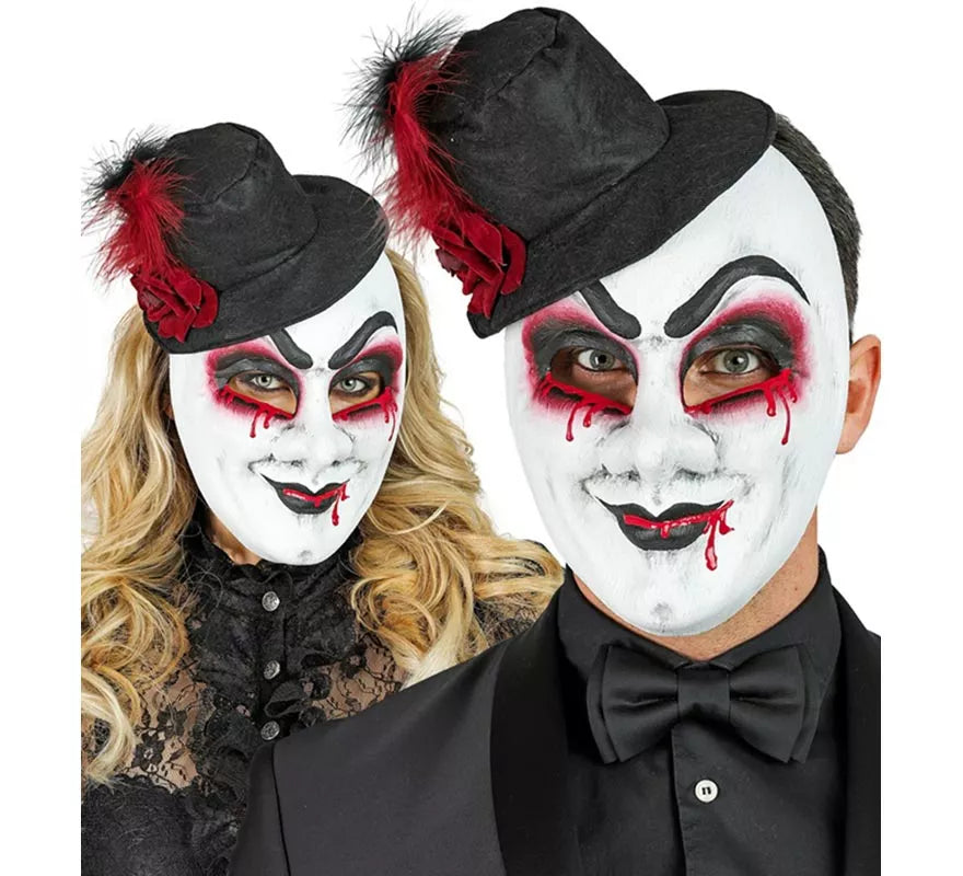 Translation missing: de.Máscara de Arlequín Sangrante con Sombrero Comedia del Arte