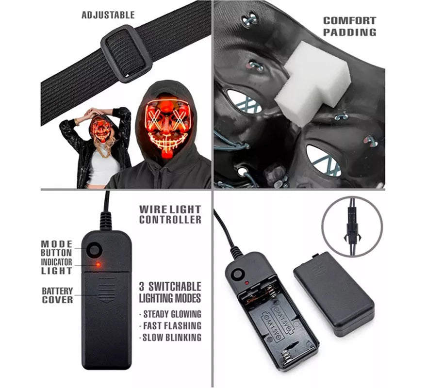 Translation missing: de.Máscara de Asesino Aterrador con LED rojo