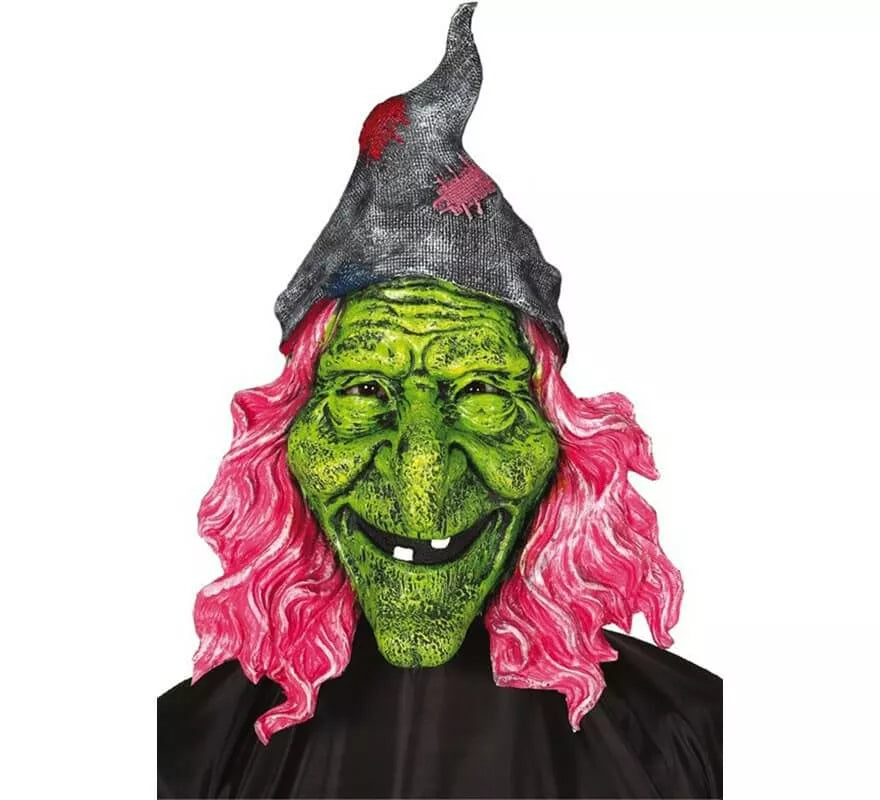 Translation missing: de.Máscara de Bruja Verde con pelo rosa