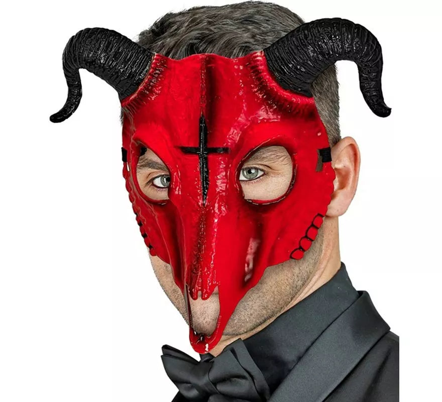 Máscara de Calavera Carnero roja