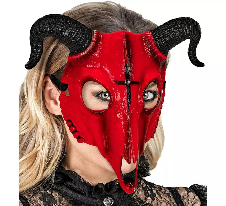 Máscara de Calavera Carnero roja