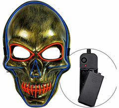 Bunte LED-Maske mit goldenem Totenkopf