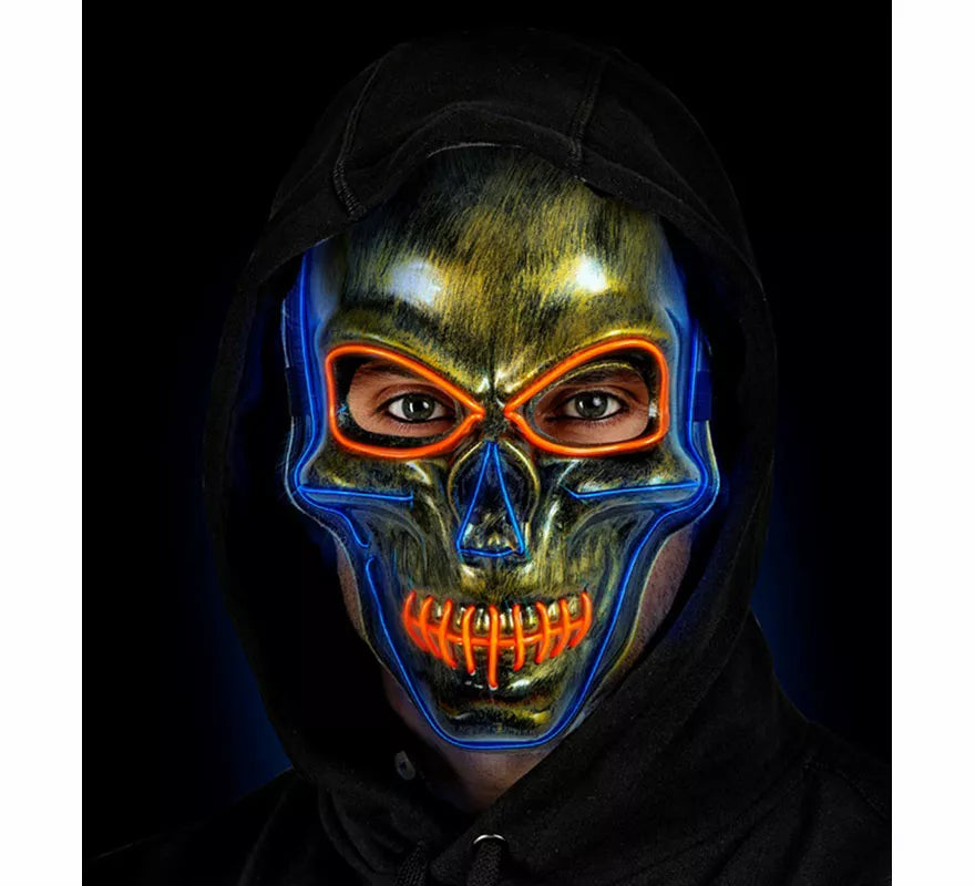 Máscara de Calavera dorada LED de Colores