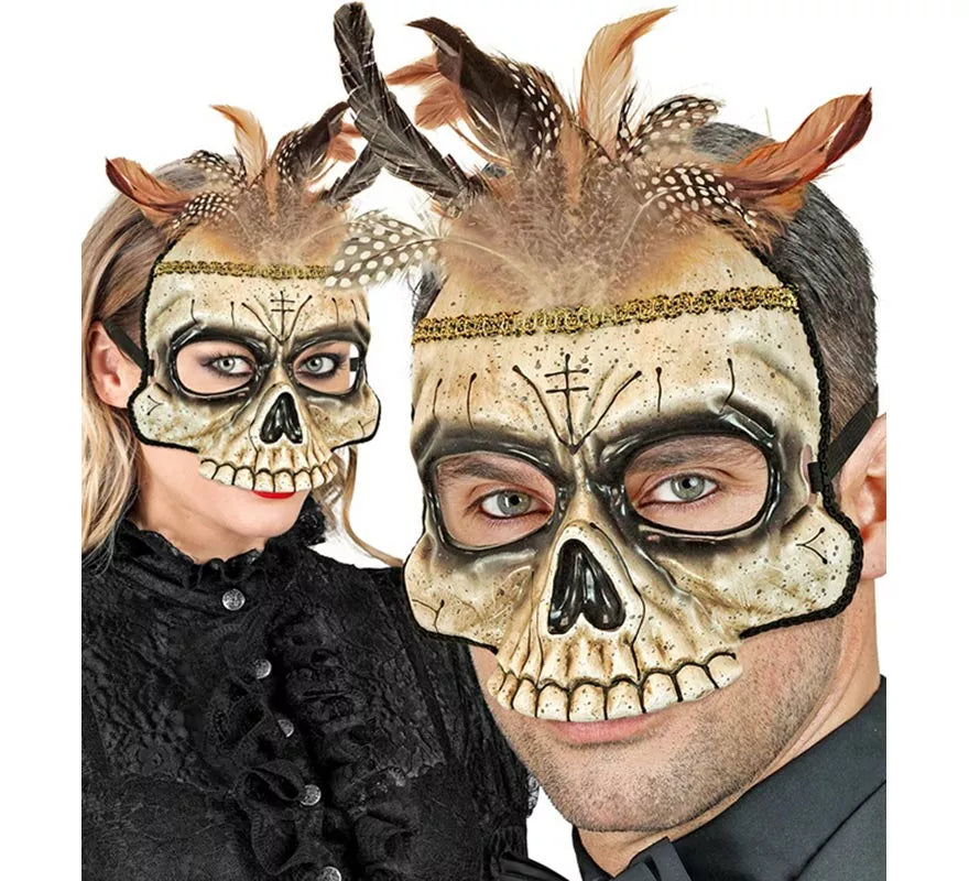 Translation missing: de.Máscara de Calavera Vudú con Plumas sin Barbilla