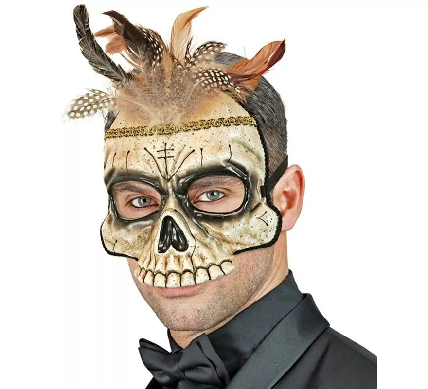 Translation missing: de.Máscara de Calavera Vudú con Plumas sin Barbilla