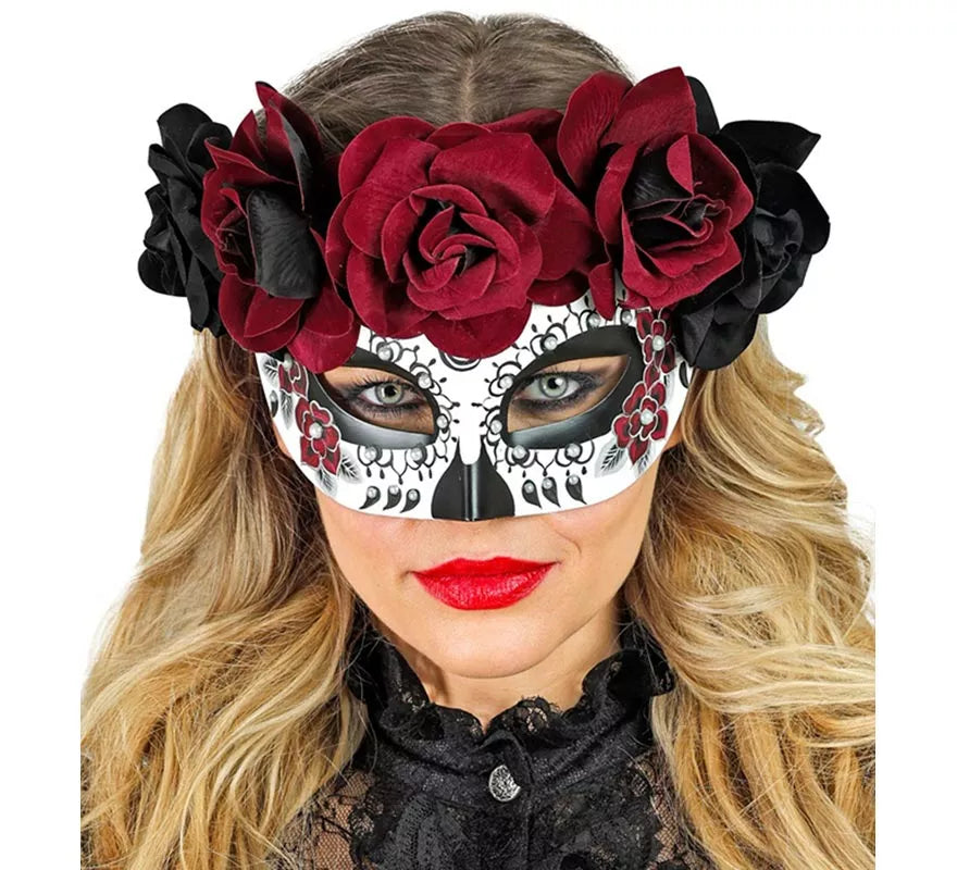 Translation missing: de.Máscara de Catrina Día de Los Muertos con Rosas