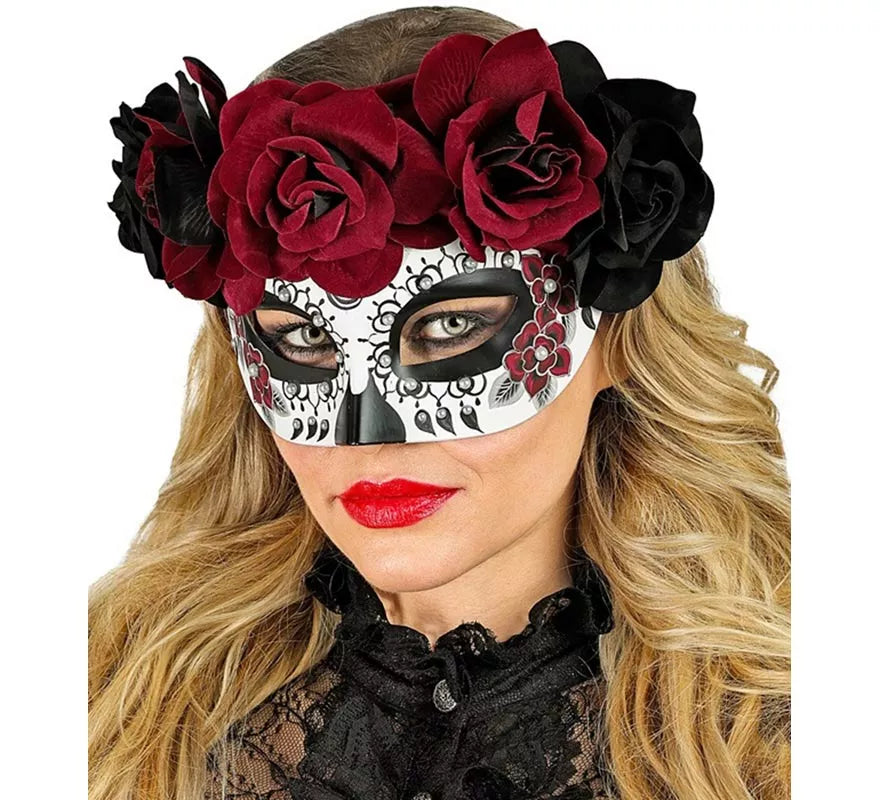 Translation missing: de.Máscara de Catrina Día de Los Muertos con Rosas
