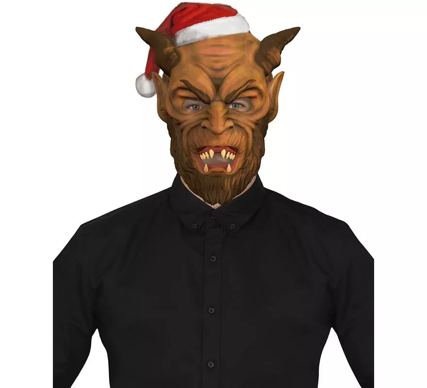 Translation missing: de.Máscara de Demonio Krampus con gorro de Papá Noel
