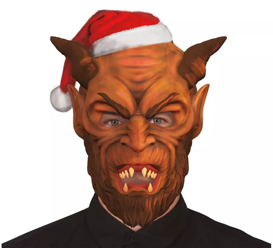 Translation missing: de.Máscara de Demonio Krampus con gorro de Papá Noel