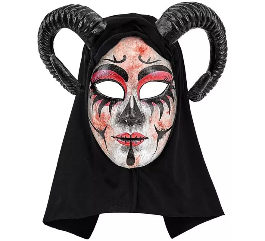 Translation missing: de.Máscara de Demonio Mujer con Capucha Comedia de Arte