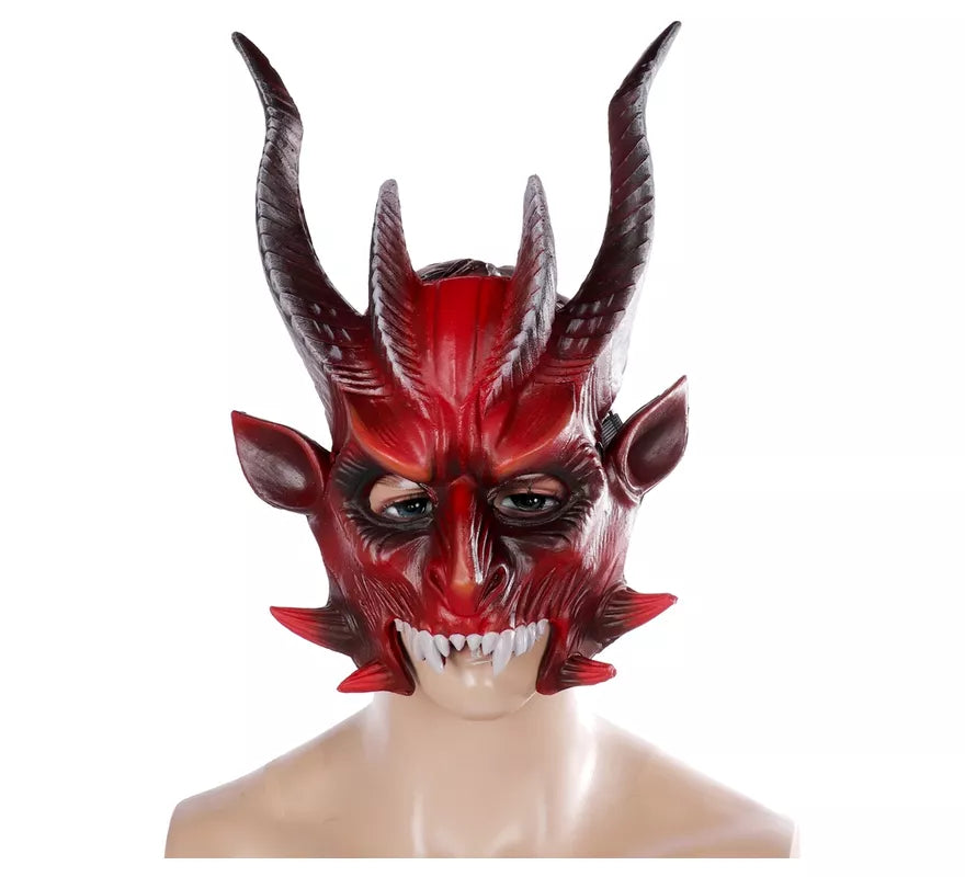 Máscara de Diablo con Cuernos roja de 72x56x45 cm
