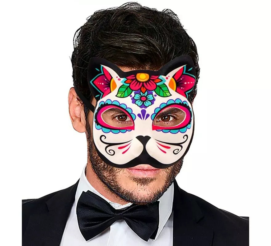 Translation missing: de.Máscara de Gato Catrina Día de Los Muertos sin Barbilla