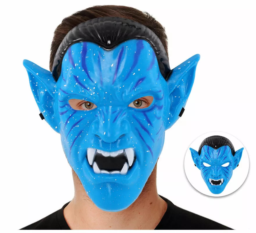 Máscara de Guerrero Tribal azul para hombre