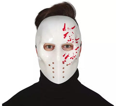 Weiße Hockeymaske mit PVC-Blut