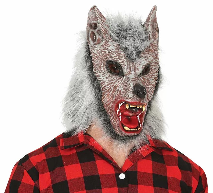 Máscara de Lobo Feroz con Pelo de Látex