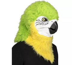 Grüne Papageienmaske mit Kieferbewegung