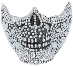 Totenkopf-Halbgesichtsmaske mit Strasssteinen