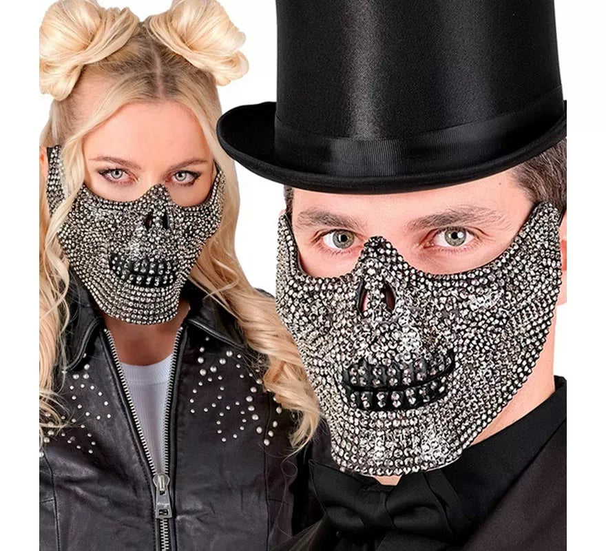 Translation missing: de.Máscara de Media Cara de Calavera con Strass