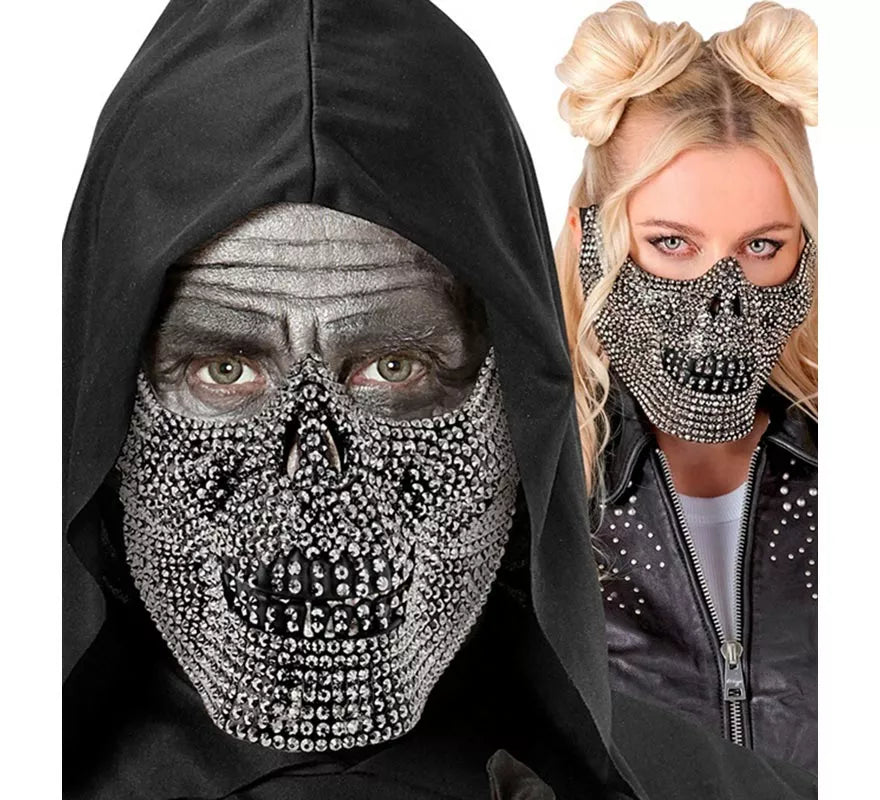 Translation missing: de.Máscara de Media Cara de Calavera con Strass