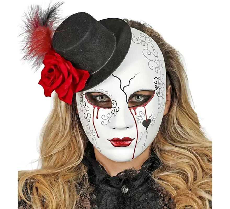 Translation missing: de.Máscara de Mujer Sangrante con Sombrero Comedia del Arte