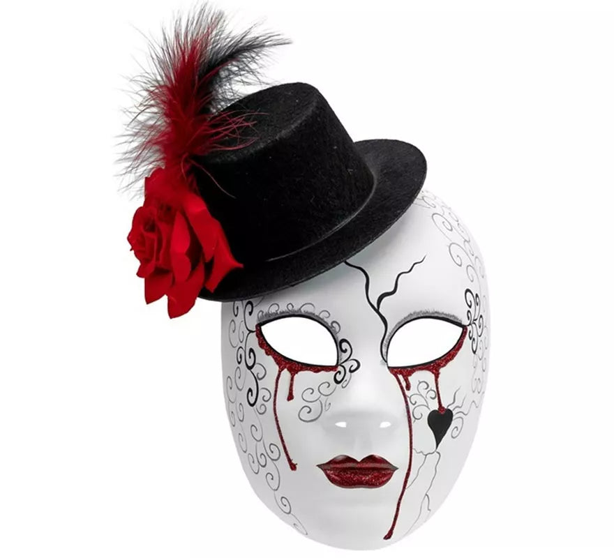 Translation missing: de.Máscara de Mujer Sangrante con Sombrero Comedia del Arte