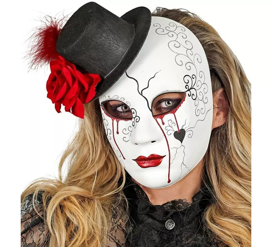 Translation missing: de.Máscara de Mujer Sangrante con Sombrero Comedia del Arte